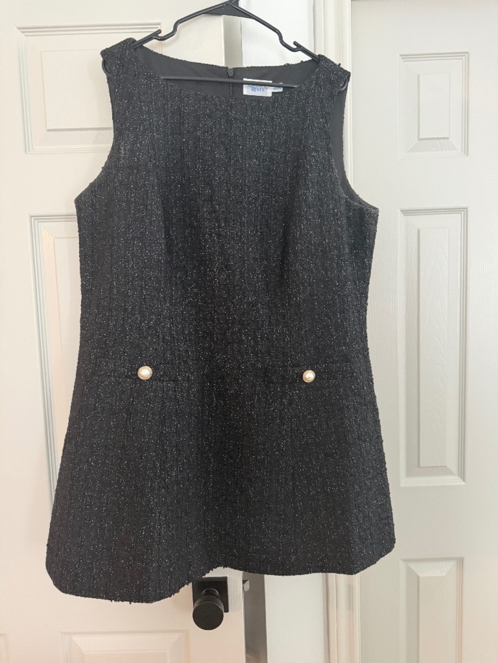 Chelsea Reece Black Tweed Mini Shift Dress 24
